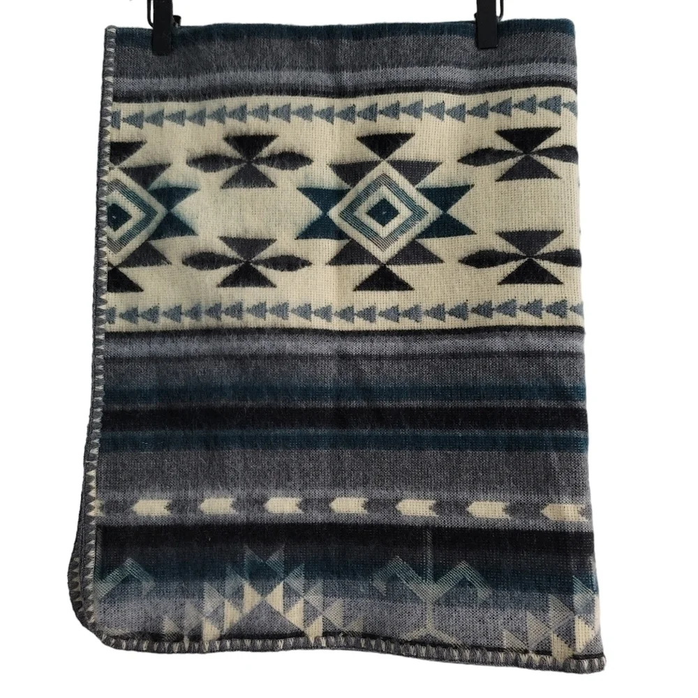 Heartprint Threads‎ Baby Blanket Earthy Southwestern Boho Gray Teal